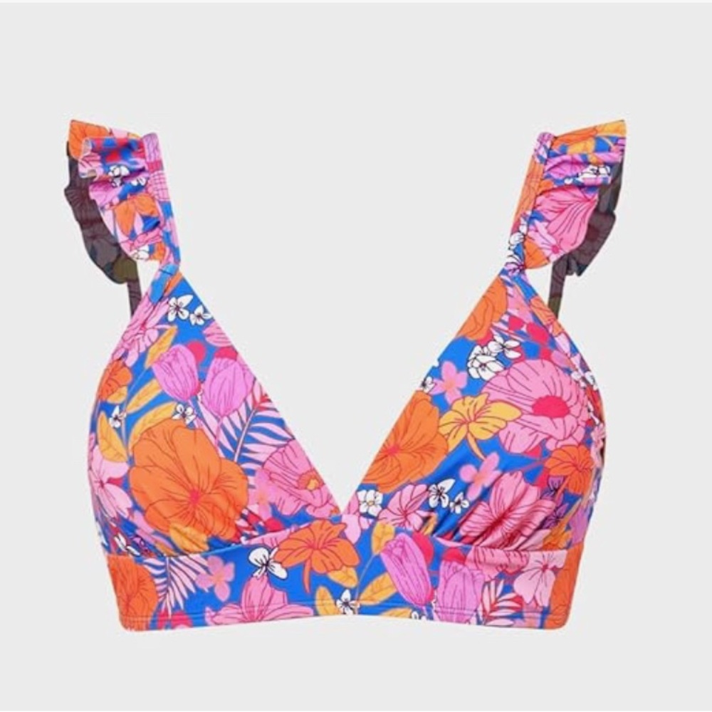 Cupshe Floral Ruffle Bikini Top size Small